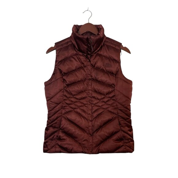 The North Face 550 Women’s Maroon Quilted Goose Down Puffer Vest Size Small-READ - Picture 1 of 15